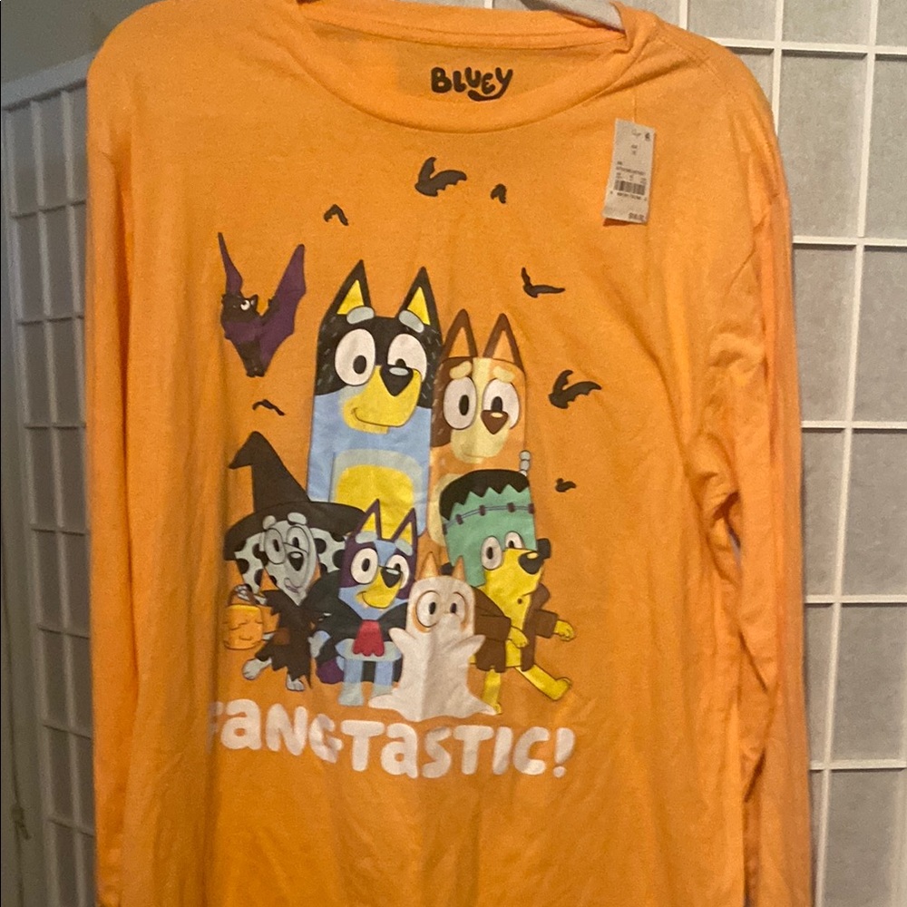 Adult Orange Long-Sleeve Halloween Graphic Tee